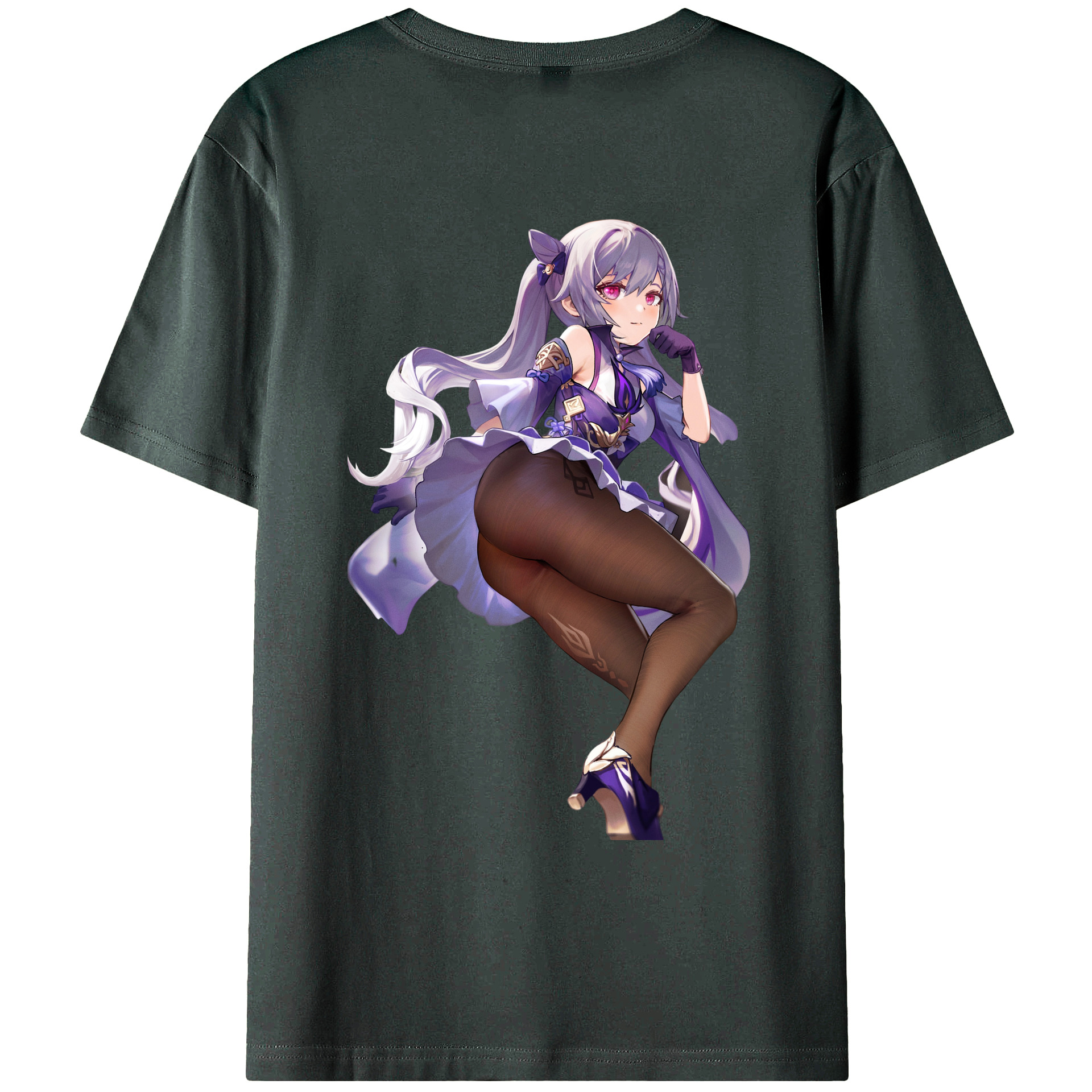 げんし神 刻晴 こくせい genshin Kokusei 綿100％ メンズ半袖Tシャツ（バックプリント） 通気性
